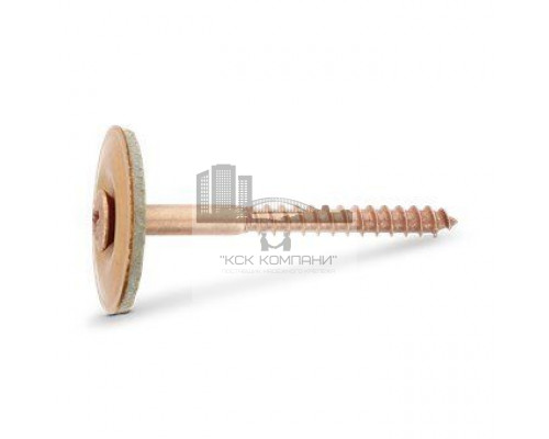 Art. 9169 A2-Cu 4,5X40 Z Саморез по дереву (шуруп самонарезающий) с полупотайной головкой, с шайбой 25 мм, с уплотнительной резиной EPDM