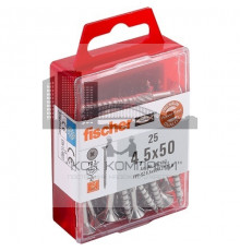 Комплект саморезов fischer FPF-SZ A2P с потайной головкой и неполной резьбой шлиц PZ, 4.5x50 мм (25 шт.)