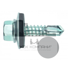 Саморез кровельный RAL7004 со сверлом и прессшайбой окрашенный ОЦ, 5.5x51 мм