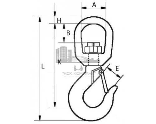Крюк грузовой А322 с вертлюгом и защелкой, 1