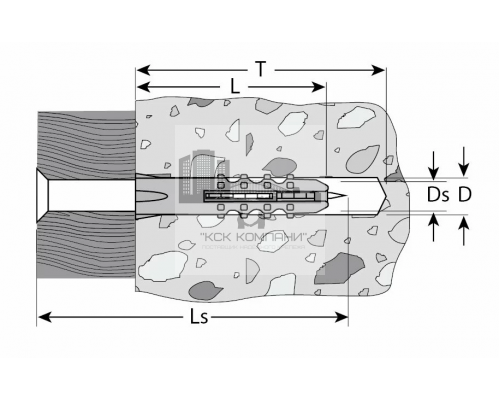 Дюбель распорный с шипами DY-TIP-K полипропиленовый, 8x80