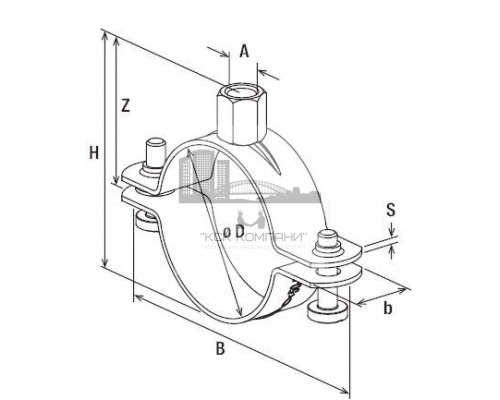 Хомут трубный fischer FRSN двухэлементный с комби-гайкой без звукоизоляции ОЦ, M10/M12 210-219 мм (8)