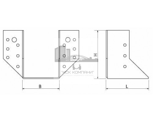 Опора бруса OBR-R открытая ОЦ, 76x145x40x2