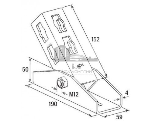 Опорный элемент  fischer PVB ZL для FUS гоц. сталь, 59x152x50 мм