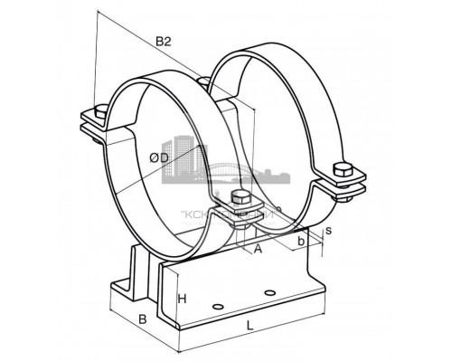 Неподвижная опора fischer FMPS 2/2 для крепления тяжелых трубопроводов гоц. сталь, 20” 140x250x508 мм