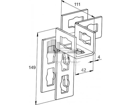 PFUF 3DL Тройник соединительный (левый) fischer для профилей системы FUS под гайку PFCN 41