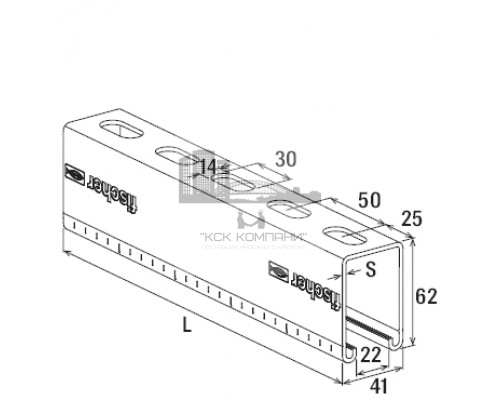 Профиль монтажный fischer FUS 62 для высоких нагрузок, 62/2.5-6000 мм