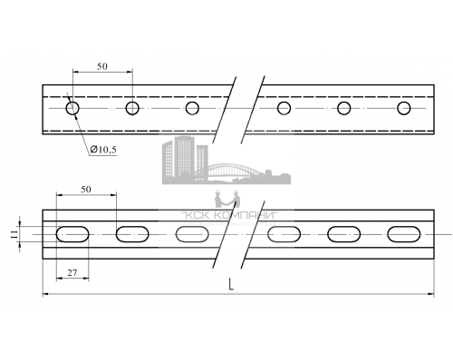 Страт-профиль монтажный SP перфорированный ОЦ, 41x41x2.5x3000