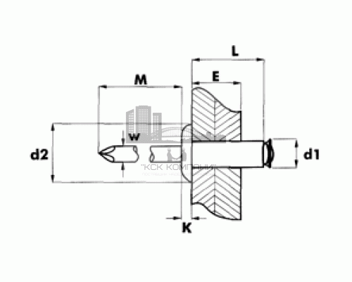 DIN 7337 LS AlMg3,5/St 4,0x24 (20,0) Заклепка вытяжная с выпуклой шляпкой лепестковая, артикул М74381