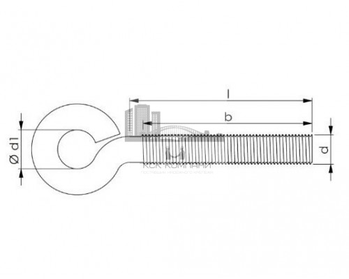 Винт-кольцо V-SKSMR с метрической резьбой ОЦ, M16x180 мм