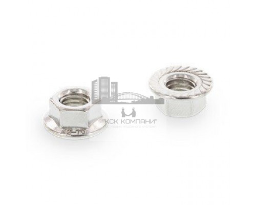 DIN 6923 A2 M 3 Гайка шестигранная нержавеющая фланцевая с зубцами
