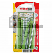 Дюбель-гвоздь fischer N S Green K NV с потайным бортиком и шурупом ЭКО, 8x80/40 мм