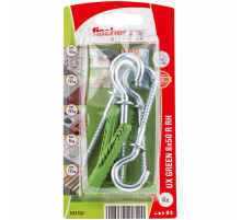 Дюбель универсальный fischer UX R RH Green K NV с шурупом-полукольцо ЭКО, 8x50/5.5x84 мм