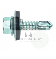 Саморез кровельный RAL9003 со сверлом и прессшайбой окрашенный ОЦ, 5.5x75 мм