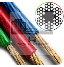 Трос стальной DIN 3055 CV для растяжки в ПВХ оболочке цвет желтый, D4/6