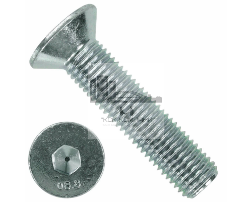 Винт потайной с внутренним шестигранником DIN 7991 8.8 полная резьба ОЦ, M5x80 мм