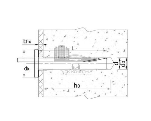 Анкер-клин потолочный AK забивной желтый цинк, 6x40 мм