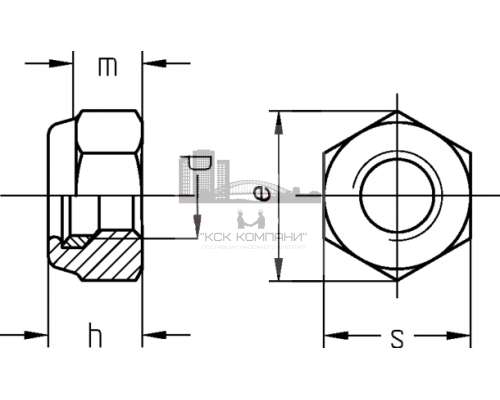 Гайка самоконтрящаяся DIN 982 6.0 высокая с нейлоновым кольцом ОЦ, M6