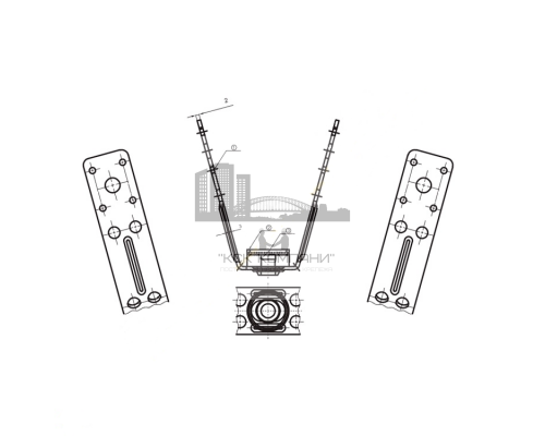 Кронштейн V-образный KRNST-V с виброизолятором, M8 97x2.5