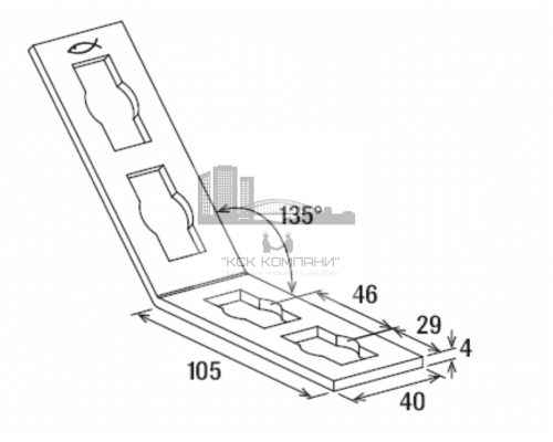 Уголок монтажный fischer PFAF 4/135° A4 нержавеющий для системы FUS, 105x105x40x4 мм