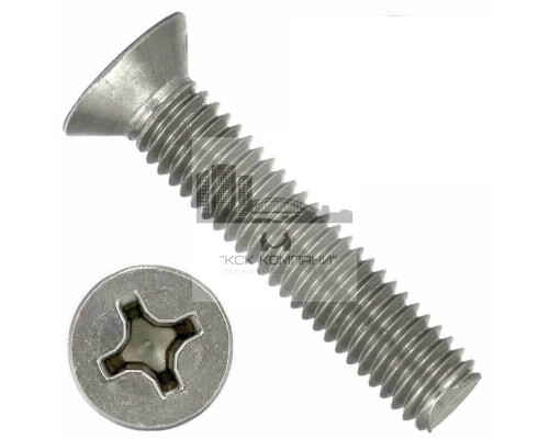 Винт с потайной головкой DIN 965 A2 полной резьбой шлиц PH, M8x25 мм