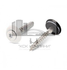 Art. 9087 A2 4,5X35 TX20 - RAL 9010 Шуруп нержавеющий c полупотайной головкой и двухсоставной шайбой, со свободной EPDM прокладкой, цвет белый звездообразны