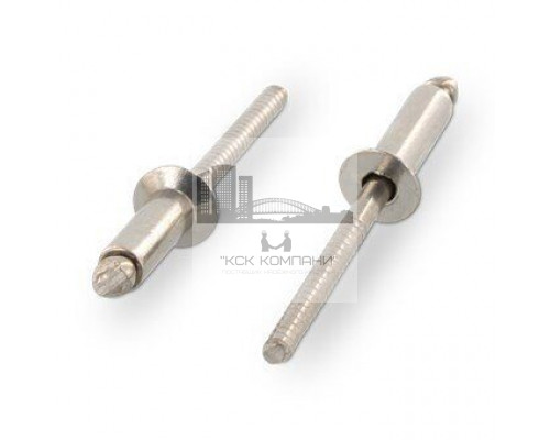 ISO 15984 A2/A2 5X12 Заклепка нержавеющая с потайным бортиком, открытый конец, рифленая оправка