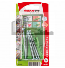 Дюбель универсальный fischer UX Green R S K NV с потайным шурупом ЭКО, 8x50/5x65 мм