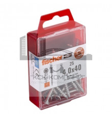 Комплект саморезов fischer FPF-SZ A2P с потайной головкой и неполной резьбой шлиц PZ, 4x40 мм (25 шт.)