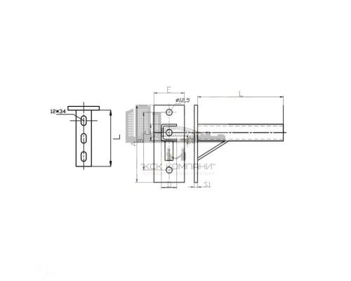 Кронштейн U-образный BZU оцинкованный, 30x30x2x800