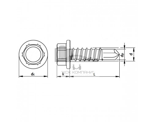 Саморез шестигранный с прессшайбой DIN 7504 K A2 сверлоконечный, 4.2x19 мм