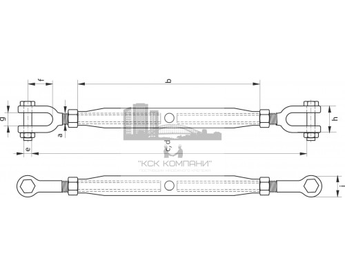 Талреп грузовой закрытый G-6343 вилка-вилка, М30