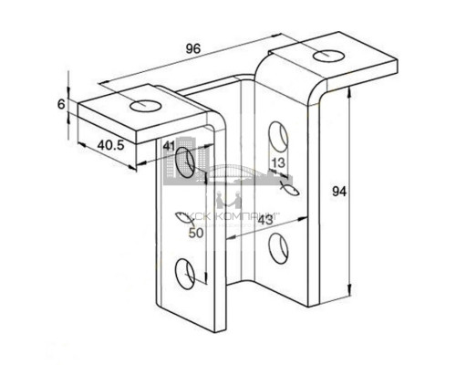 Уголок соединительный fischer FUF 8T FVZ система FUS гоц. сталь, 8T 94x41x6 мм