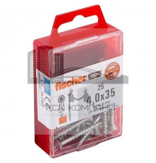 Комплект саморезов fischer FPF-SZ A2P с потайной головкой и неполной резьбой шлиц PZ, 4x35 мм (25 шт.)