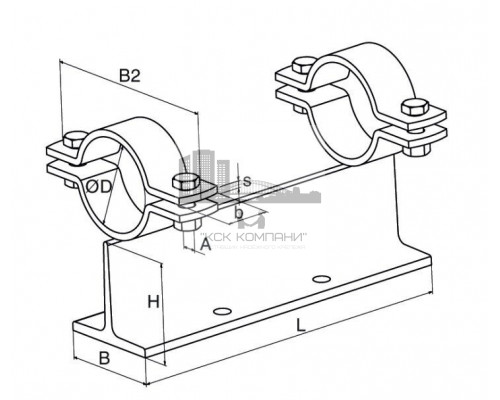 Неподвижная опора fischer FMPS 1/2 для крепления тяжелых трубопроводов гоц. сталь, 8 125x125x220 мм