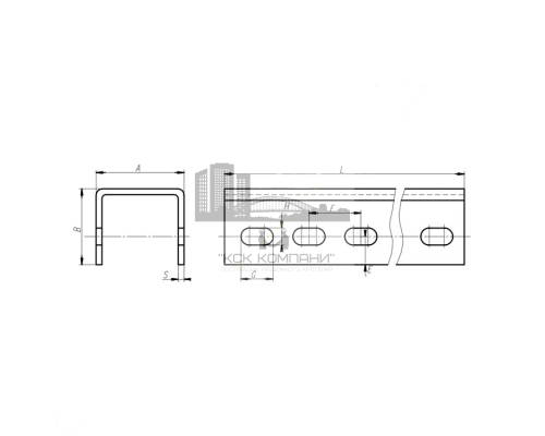 Профиль монтажный U-образный PZU перфорированный ОЦ, 30x30x2500х3