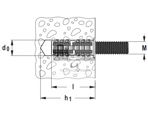 RODFORCE FGD 12 M8 TR 50 Дюбель со шпилькой, арт.542112