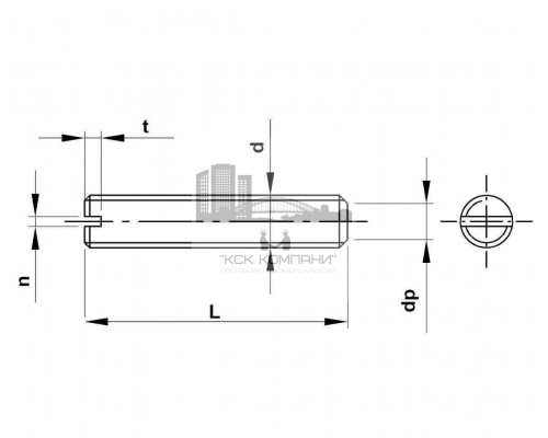 Винт установочный с прямым шлицем DIN 551 A2 с плоским концом, M5x6 мм