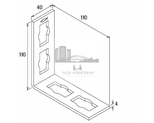 Монтажный уголок fischer PFAF 4 FVZ для системы FUS гоц.сталь, 110x110x40 мм