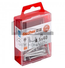 Комплект саморезов fischer FPF-SZ A2P с потайной головкой и неполной резьбой шлиц PZ, 4.5x40 мм (25 шт.)