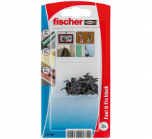 Крючок многоразовый fischer без сверления черный, 8 шт.