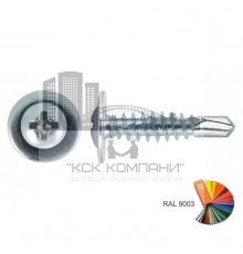 Саморез с прессшайбой со сверлом SMR SV RAL9003 по металлу шлиц PH ОЦ, 4.2x25 мм