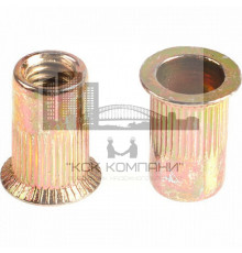 Заклепка-гайка цилиндрическая ZG-CPB ЖЦ с потайным бортиком и насечками, M6x1x16 (0.5-4)