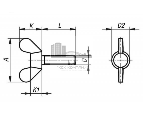 Винт барашковый DIN 316 с округлыми лепестками немецкой формы ОЦ, M4x8 мм