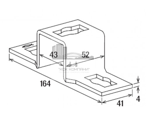 Соединительный фланец fischer PFUF 41 FVZ конструктивный гор. цинк, 164x41x4 мм