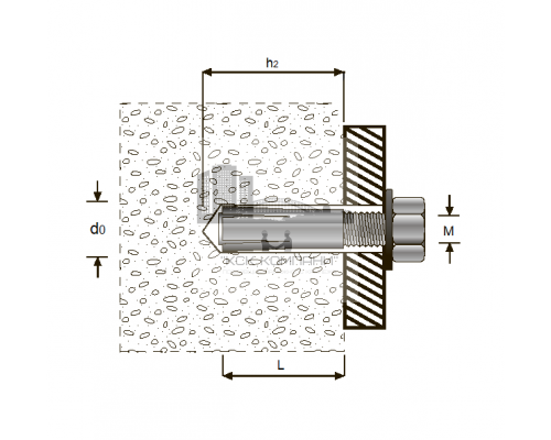 Анкер с внутренней резьбой AZ-G забивной желтый цинк, M16 20x65 мм