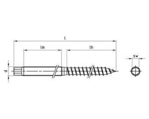 Art. 9082 A2 M 10X200 A/F 7 Винт-шуруп нержавеющий с шестигранным наконечником Art. 9082 A2 M 10X200 A/F 7 Винт-шуруп нержавеющий с шестигранным наконечником