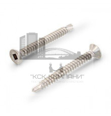 Саморез оконный со сверлом DIN 7504 O A2 потайной шлиц квадрат SQ, 4.2x19 мм