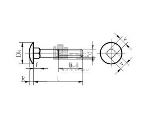 Болт с гладкой головкой ГОСТ 7802-81 и квадратным подголовком, M10x70