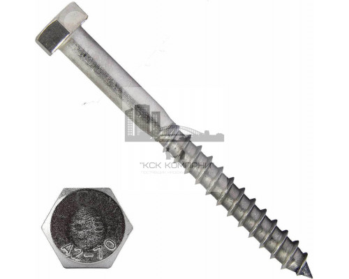 Шуруп глухарь шестигранный DIN 571 A2 неполная резьба, 12x250 мм
